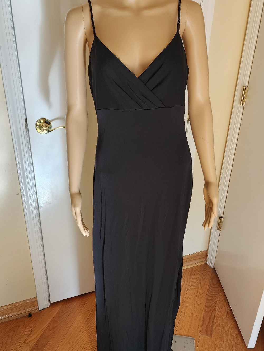 Rimini Elegant Black Spaghetti Strap Maxi Dress
